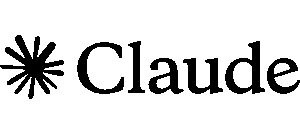 GEO Ranq AI Black text logo reads "Claude" with a black starburst symbol to the left of the word on a white background. SEO Services