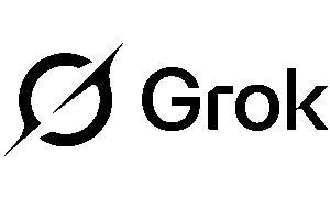 GEO Ranq AI The image shows the Grok logo, featuring a stylized circular icon with a diagonal line next to the word "Grok" in bold, black letters on a light background. SEO Services